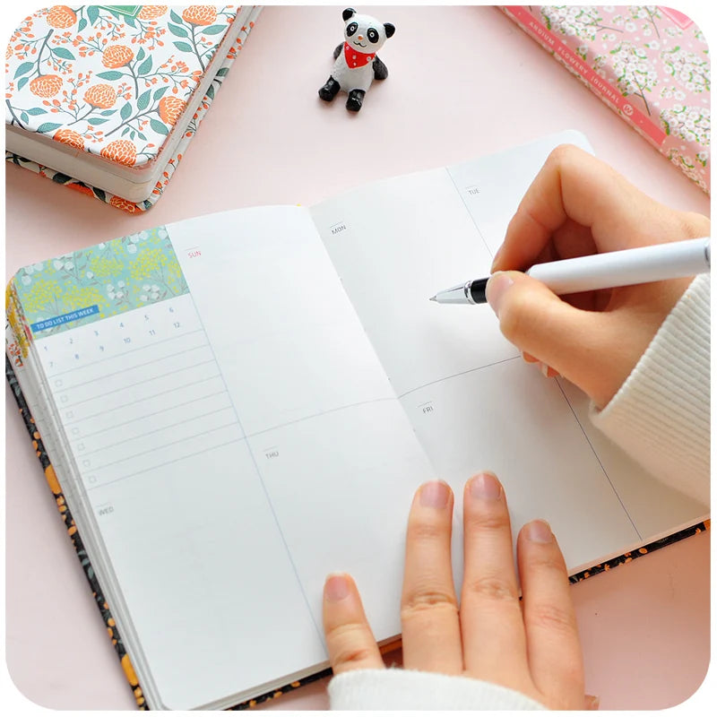 Bloom PU Leather Planner — A6 Weekly Schedule Book & Diary