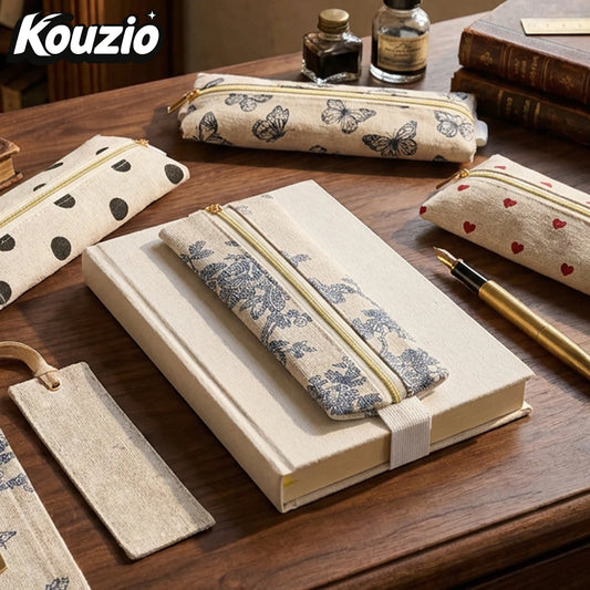 Stitch and Scribble Elastic Bookmark and Pen Holder — Vintage Notebook Band in 5 Designs