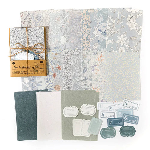 Botanical Paper Kit — 40 Pieces Floral Handmade Paper & Mixed Media for Junk Journals