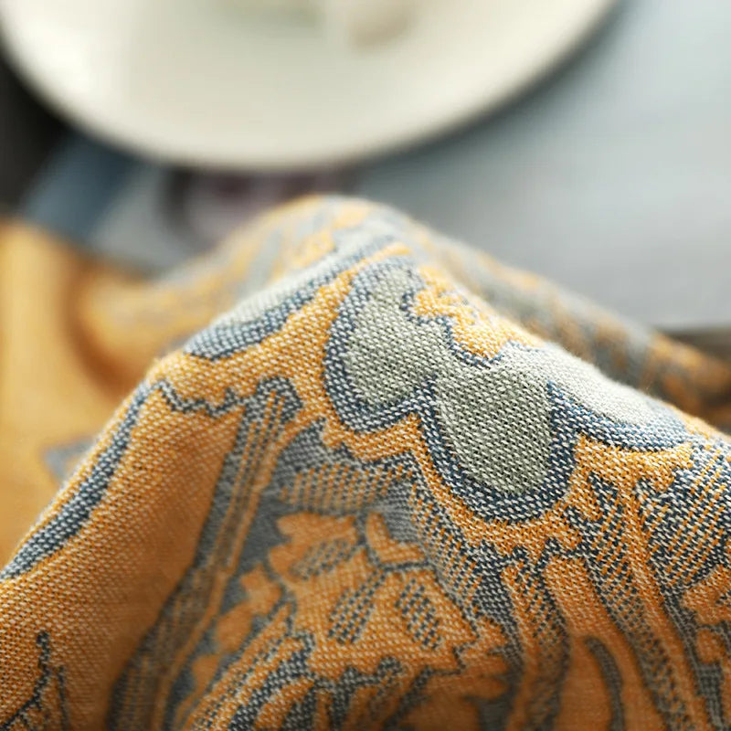 Wildflower Cottage Peony Throw Blanket — Vintage Floral Jacquard Cotton