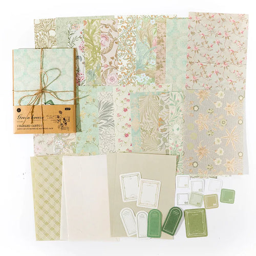 Botanical Paper Kit — 40 Pieces Floral Handmade Paper & Mixed Media for Junk Journals