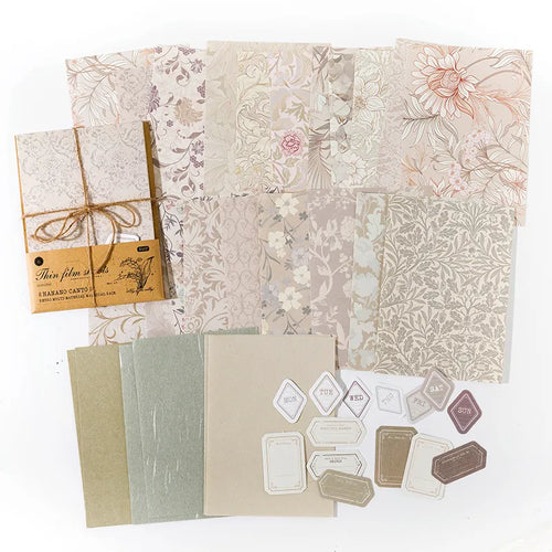Botanical Paper Kit — 40 Pieces Floral Handmade Paper & Mixed Media for Junk Journals