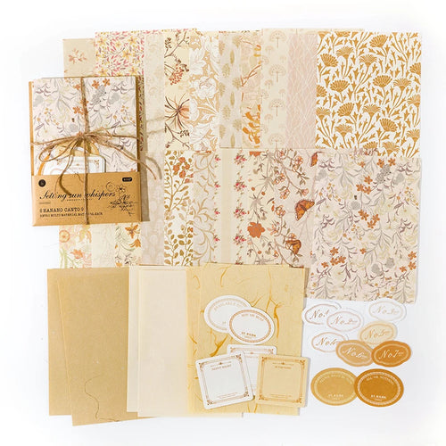 Botanical Paper Kit — 40 Pieces Floral Handmade Paper & Mixed Media for Junk Journals