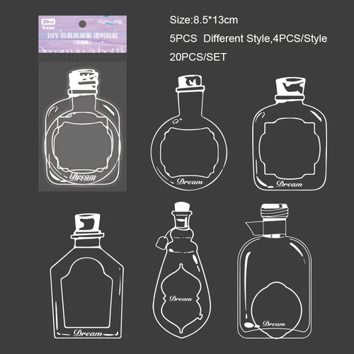 Meadow Memories DIY Pressed Flower Bookmark Templates — 20pc Transparent Bottle & Jar Shapes