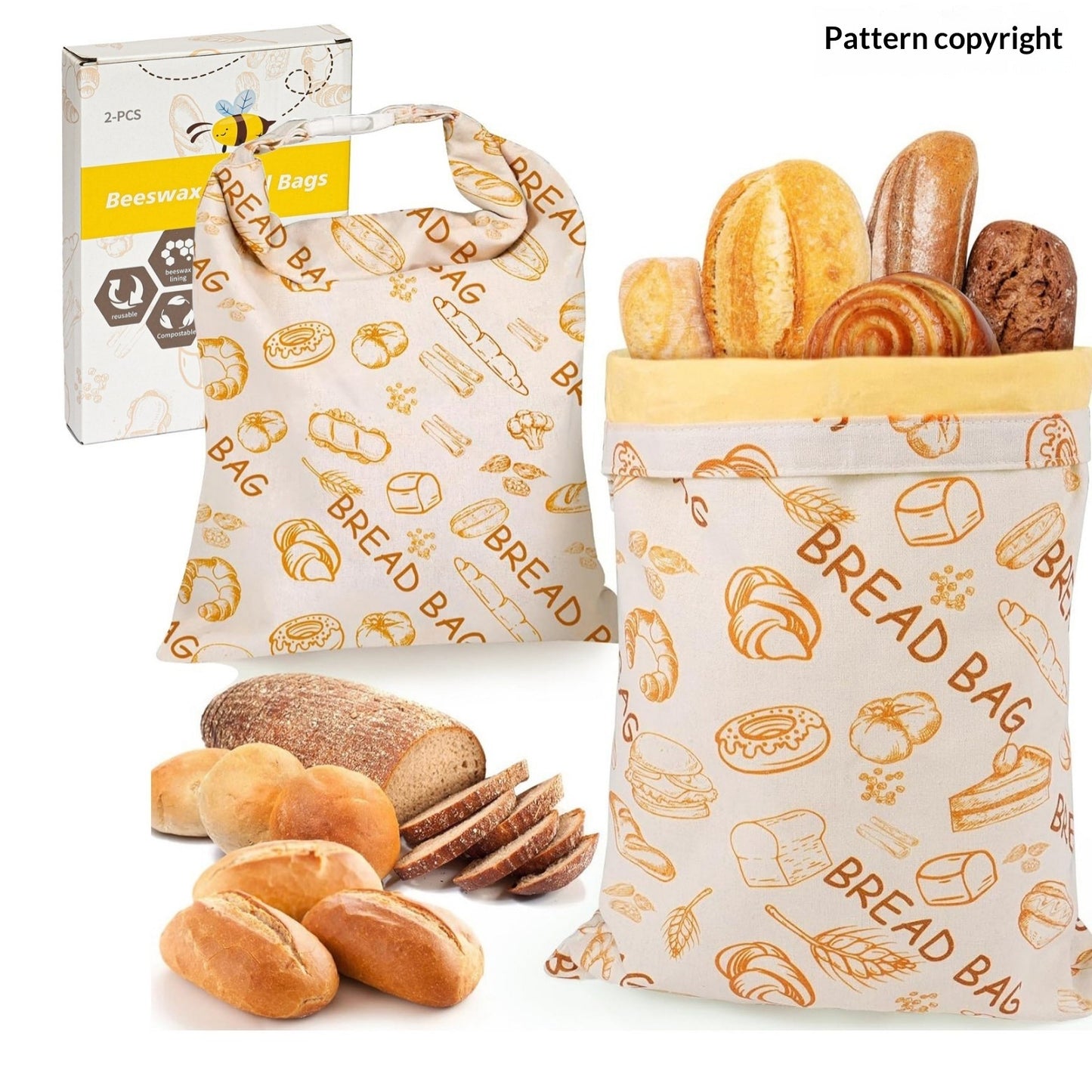 Country Kitchen Bread Bag — Cotton Linen Drawstring Bread Storage Bag