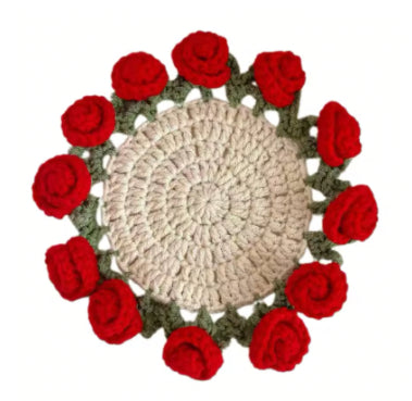 Crochet Rose Coaster & Flower Basket Kit — DIY or Ready-Made