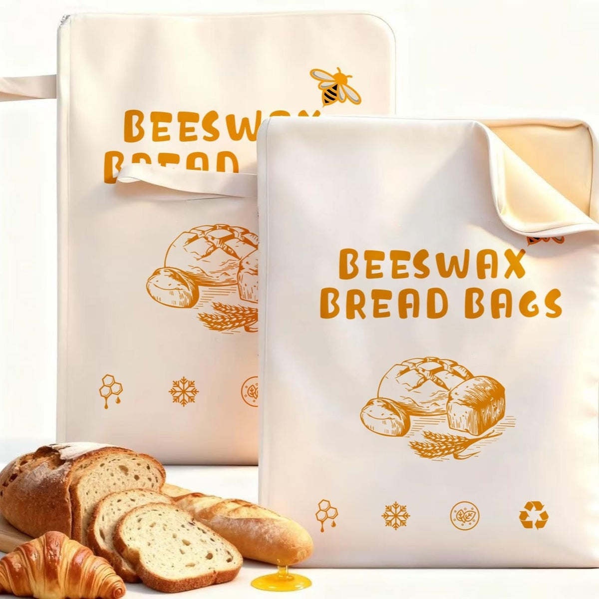 Country Kitchen Bread Bag — Cotton Linen Drawstring Bread Storage Bag
