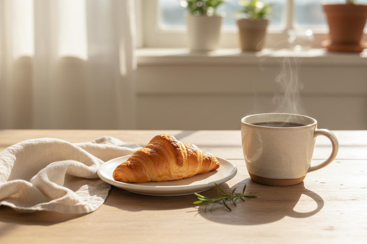 Light Croissant and Coffee